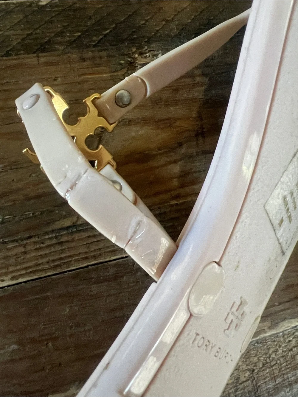 Tory Burch Pale Pink Thong Sandals with Gold Logo